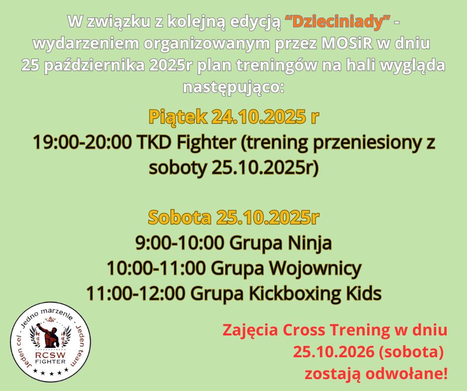 Zmiana planu zajęć w dniu 25.10.2025r