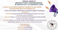 ZMIANA PLANU TRENINGOWEGO W DNIACH 12 i 13 czerwiec 2026r